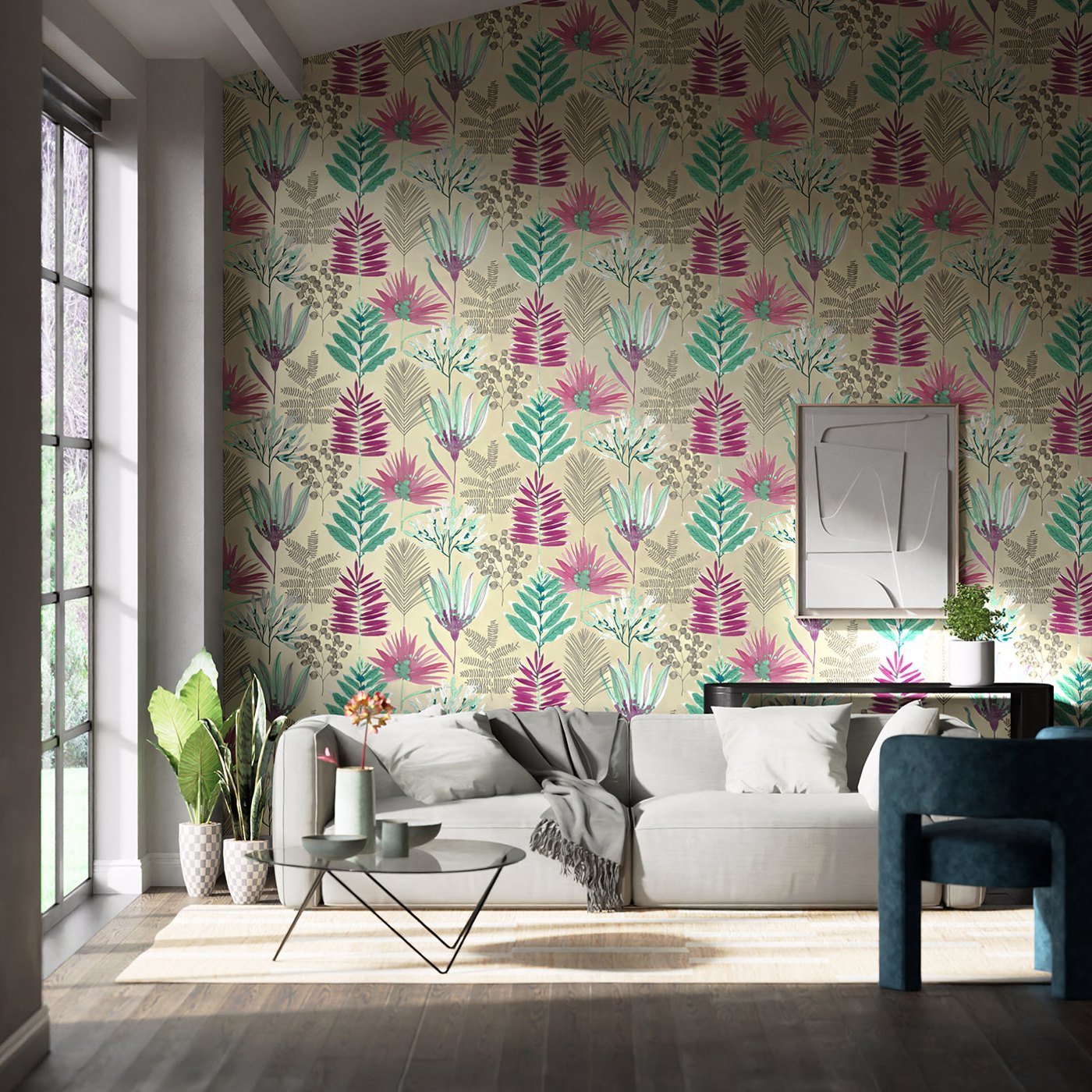 Yasuni Wallpaper - Lagoon/Cerise - Harlequin - HZAP111760 - Morris Wallpaper