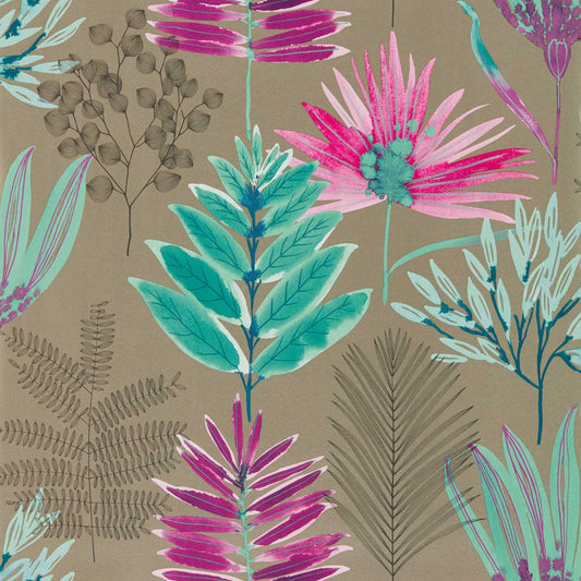 Yasuni Wallpaper - Lagoon/Cerise - Harlequin - HZAP111760 - Morris Wallpaper