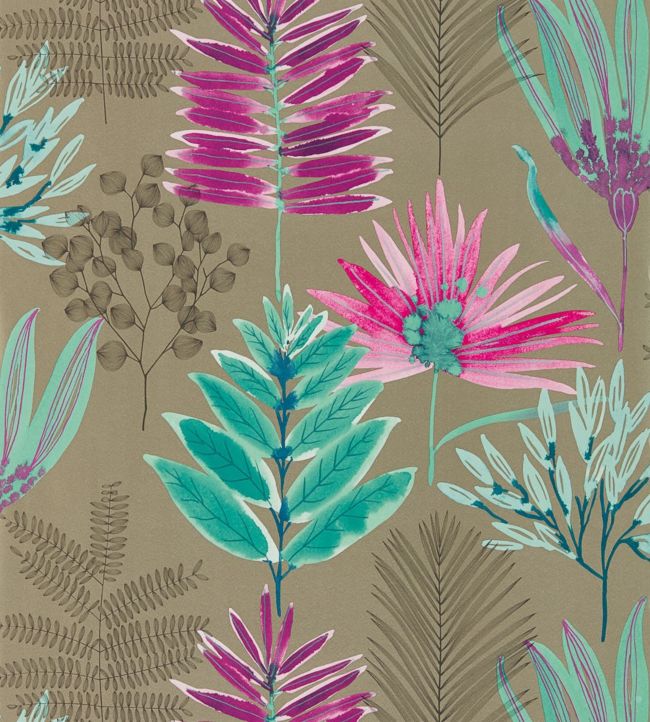 Yasuni Wallpaper - Lagoon/Cerise - HZAP111760 - Harlequin - Morris Wallpaper