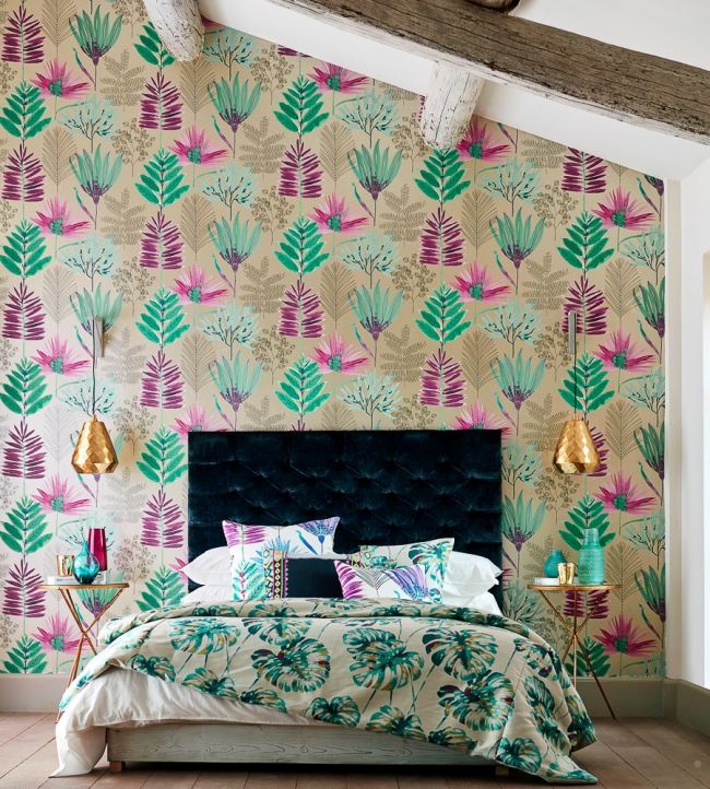 Yasuni Wallpaper - Lagoon/Cerise - HZAP111760 - Harlequin - Morris Wallpaper