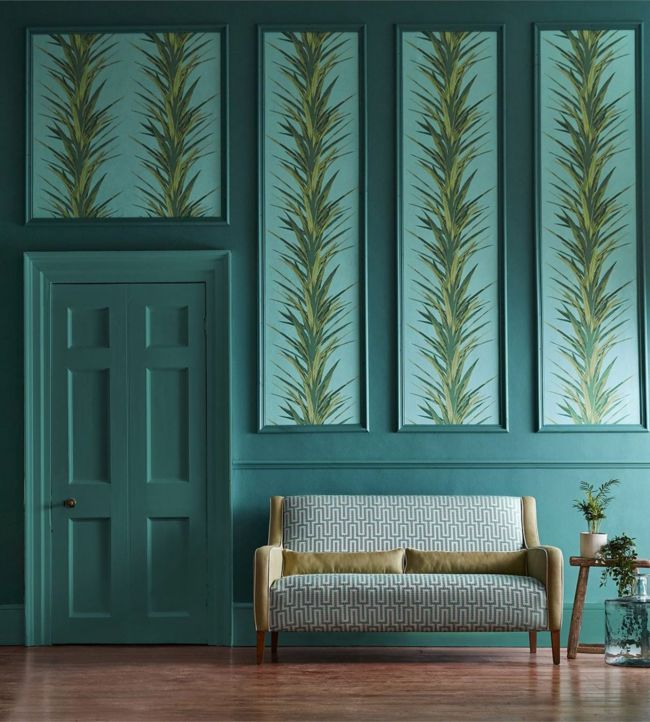 Yucca Wallpaper - Sky/Green - DGLW216648 - Sanderson - Morris Wallpaper