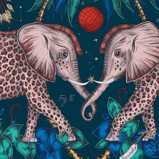 Zambezi Wallpaper - Navy - Clarke & Clarke - W0121/04 - Morris Wallpaper