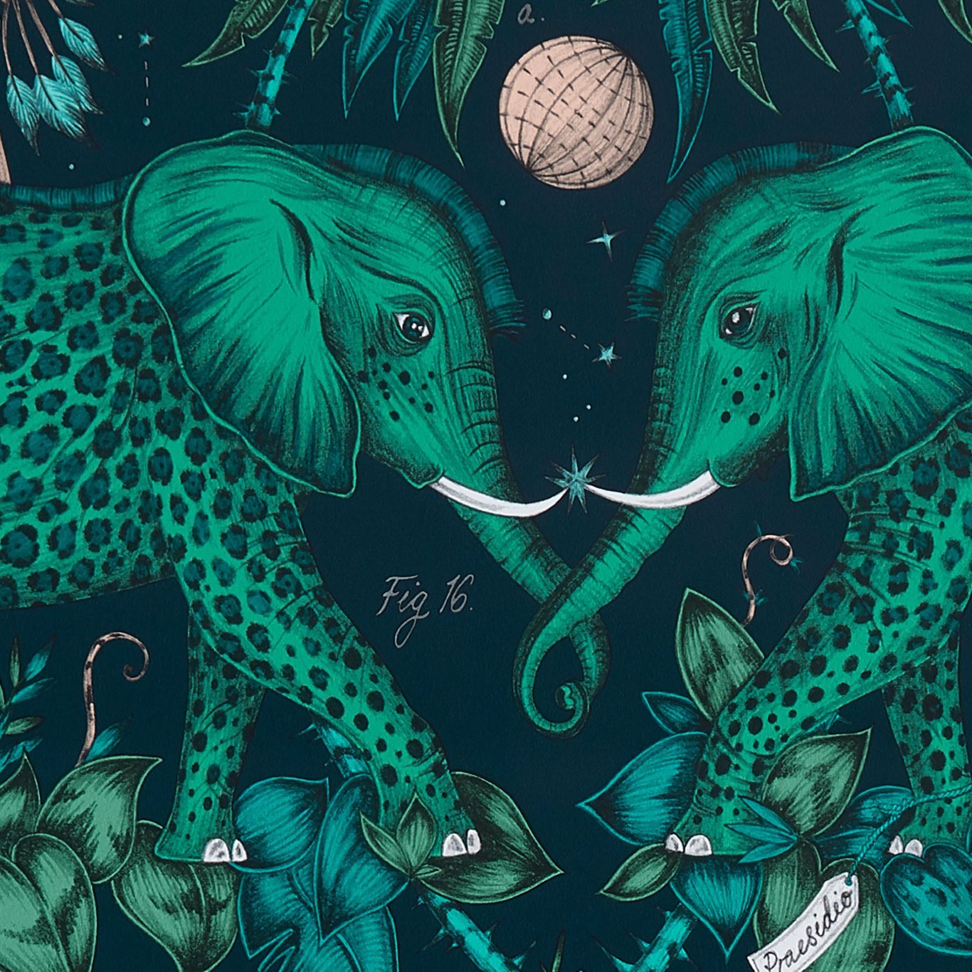 Zambezi Wallpaper - Teal - Clarke & Clarke - W0121/06 - Morris Wallpaper